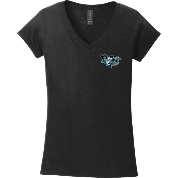 Boca Barracudas Softstyle Ladies Fit V-Neck T-Shirt