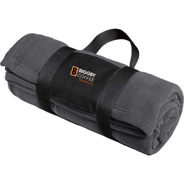 Biggby Coffee Hockey Club Fleece Blanket with Carrying Strap