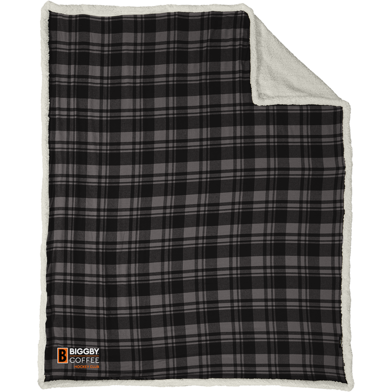 Biggby Coffee Hockey Club Flannel Sherpa Blanket