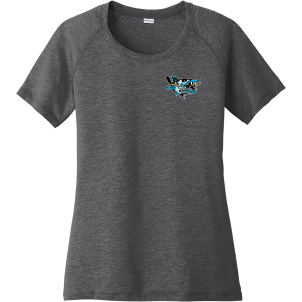 Boca Barracudas Ladies PosiCharge Tri-Blend Wicking Scoop Neck Raglan Tee