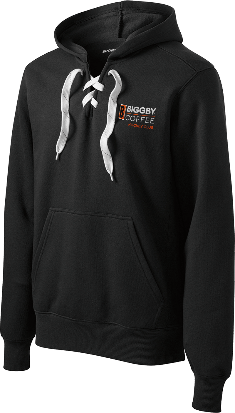 Biggby Coffee Hockey Club Lace Up Pullover Hooded Sweatshirt