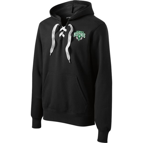 Jersey Mustangs Lace Up Pullover Hooded Sweatshirt